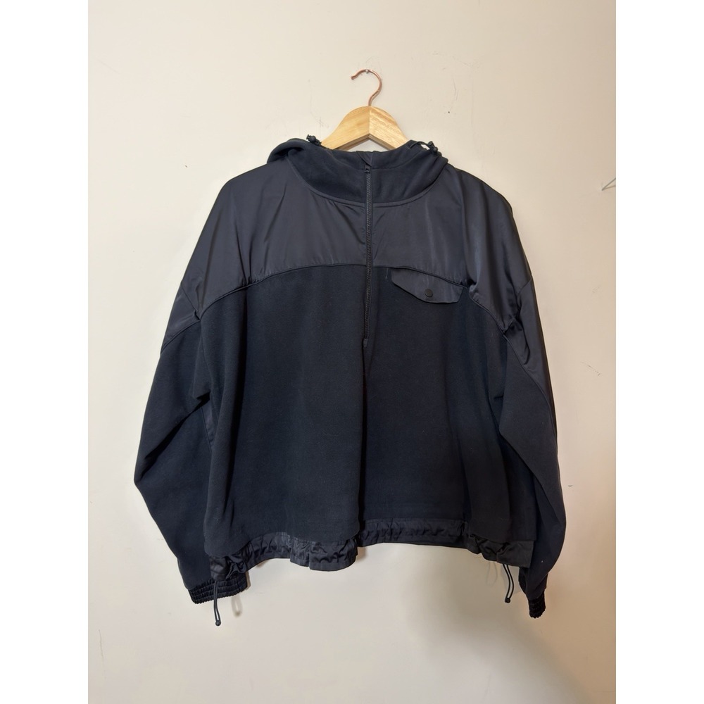Athleta Zion Microfleece 1/2 Zip Popover Hoodie in black Size Large